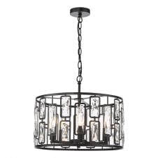 matt black and crystal ceiling pendant