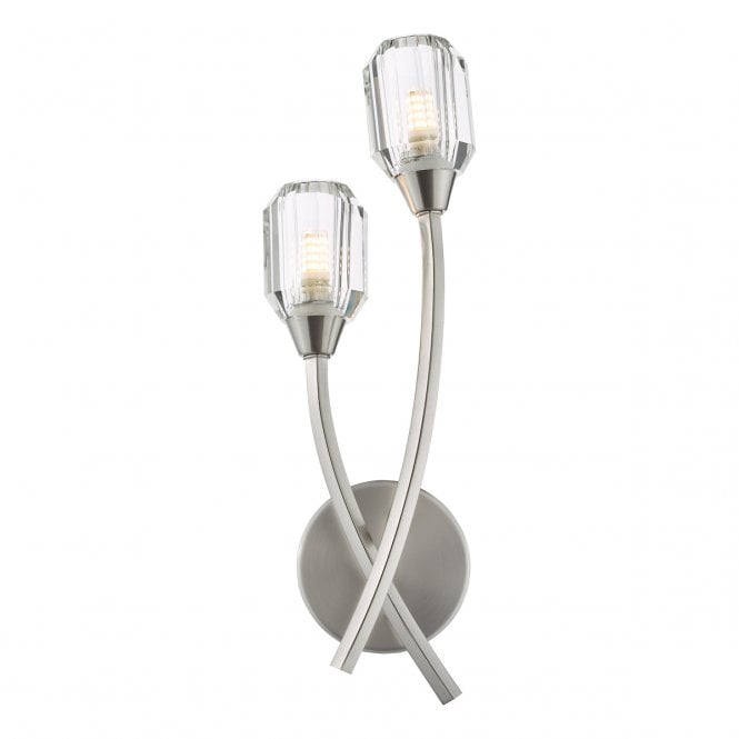 Zonda Twin Wall Light | Brushed Nickel and Crystal