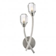 brushed nickel double wall light with crystal shades
