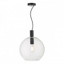 ZULA 1 Light Single Ceiling Pendant Black Clear Glass