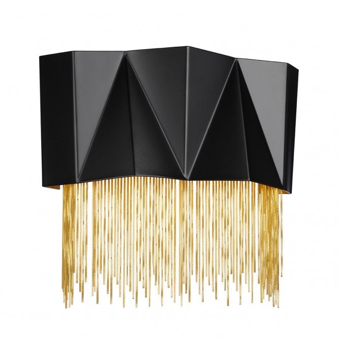 ZUMA 3 Light Wall Light Geometric Black with Gold Chain