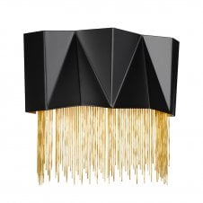 3 Light Wall Light Geometric Black Gold Chain
