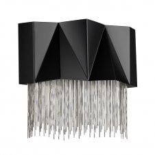 3 Light Wall Light Geometric Black Silver Chain 
